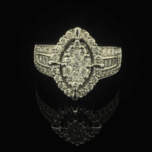 14K 1.00CT T.W. Marquise Cluster Cocktail Ring