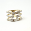 Triple band diamond ring with mixed cut stones.
