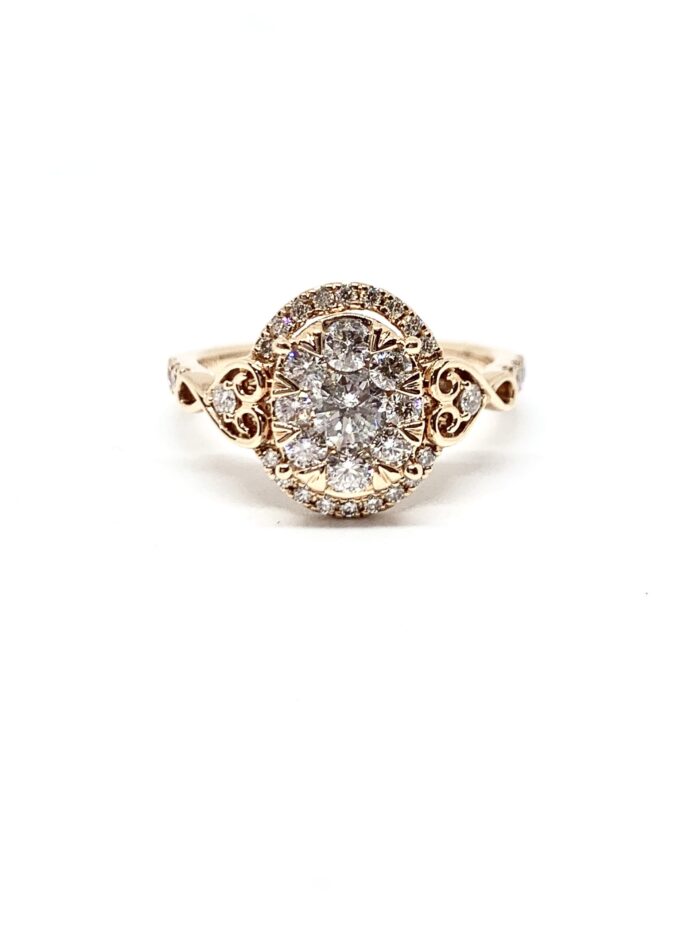 Vintage rose gold ring with sparkling oval diamond