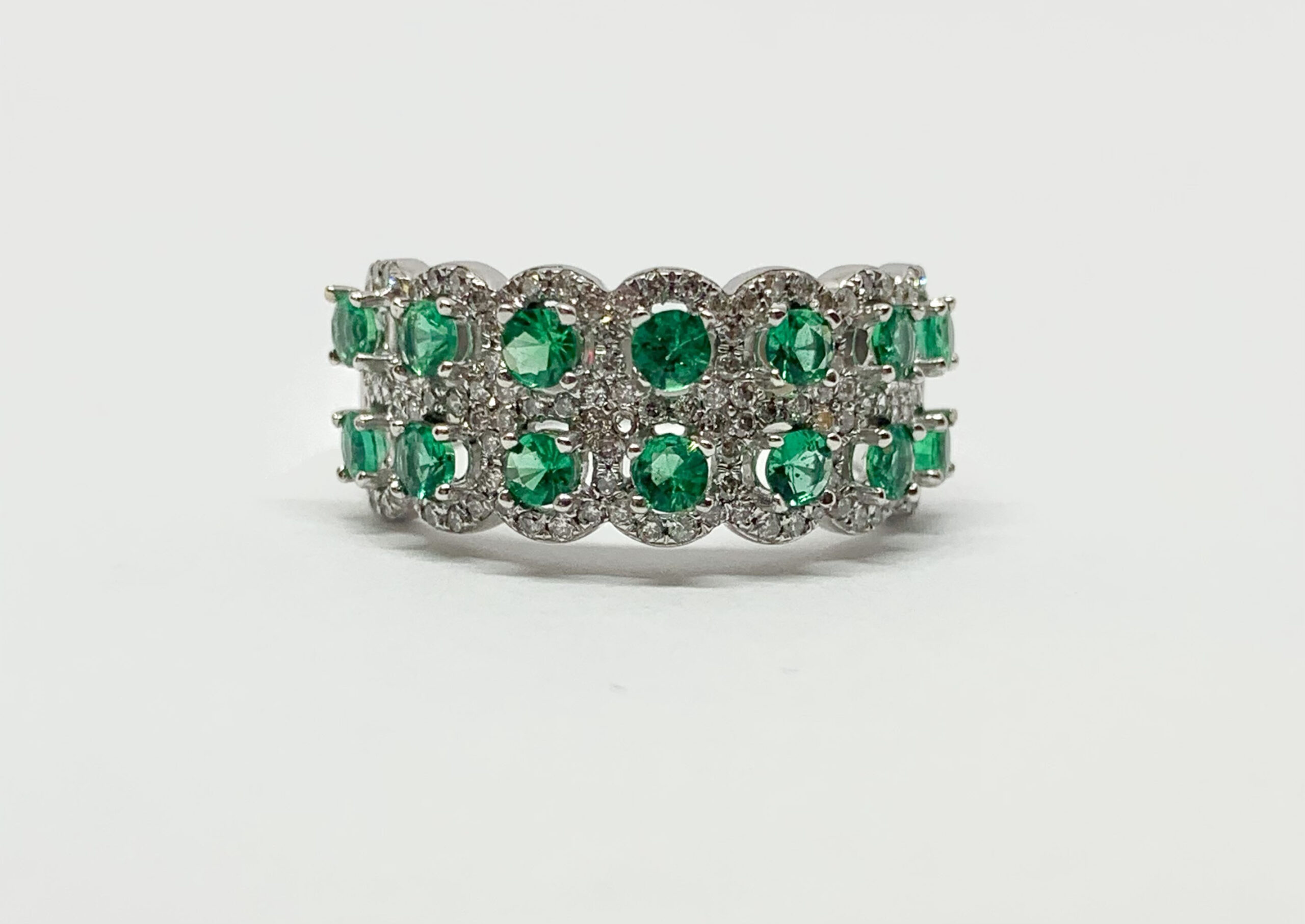 14K White Gold .70CT Emerald and .52CT Diamond Fashion Ring - Regal ...