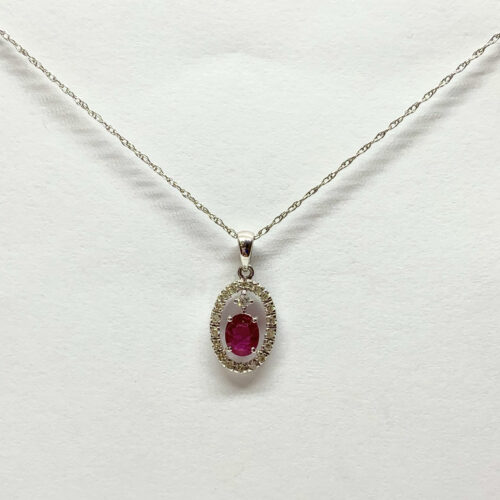 Elegant ruby and diamond pendant necklace