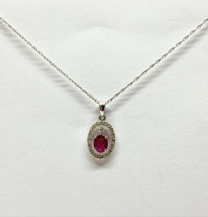 Elegant ruby and diamond pendant necklace