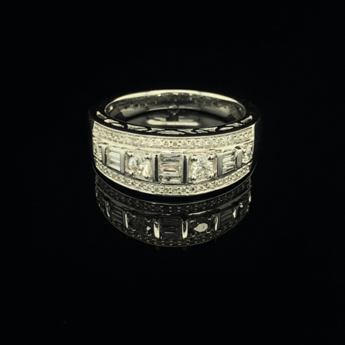 Elegant baguette and round diamond band