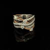Rose and white gold multi-row diamond ring.