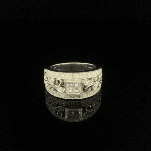 White gold ring with square diamond