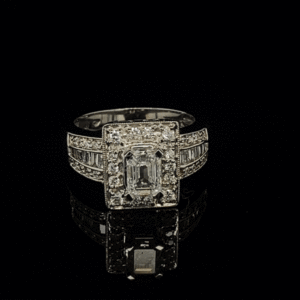 Emerald-cut diamond ring with sparkle