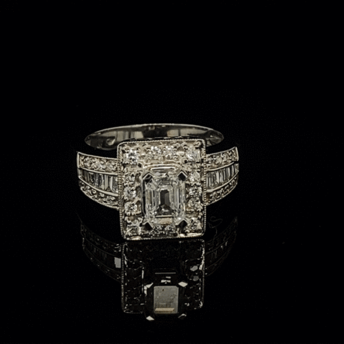 Emerald-cut diamond ring with sparkle