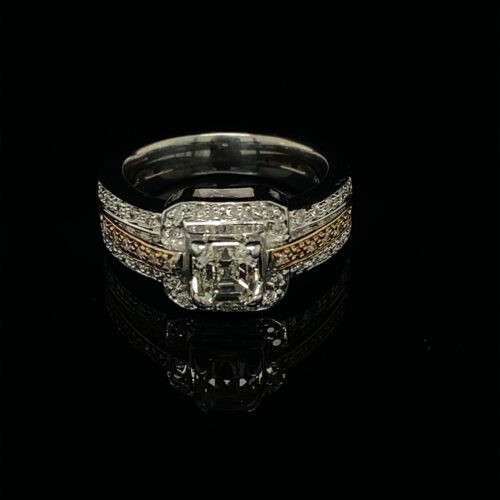 Asscher Cut Diamond Engagement Ring 14K 2-Tone Gold 1.50CT