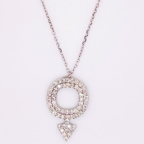 Diamond-set Venus symbol pendant on chain