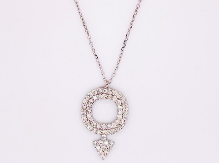 Diamond-set Venus symbol pendant on chain