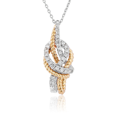 Two-tone gold necklace with diamond pendant