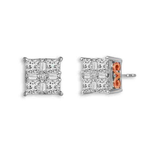 Sparkling square diamond stud earrings