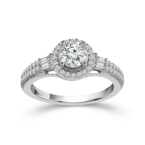 Delicate diamond solitaire engagement ring