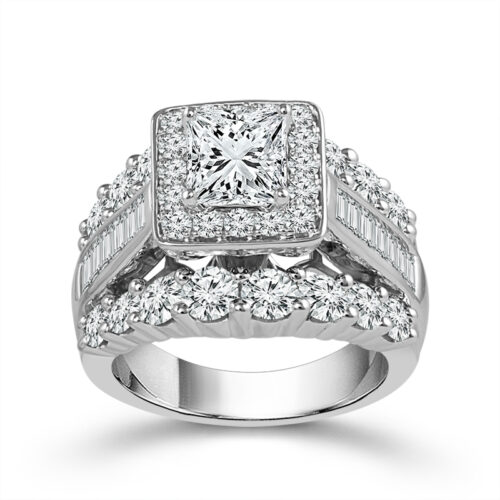 Square-cut diamond sparkles in elegant ring