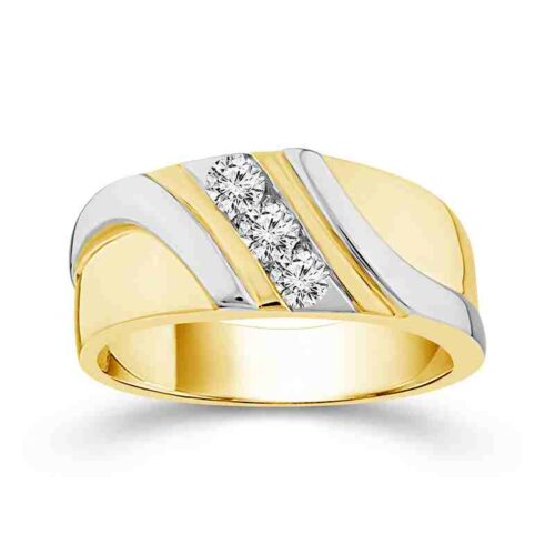 Yellow and white gold men's wedding ring