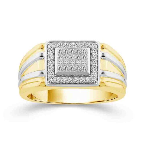 Men's gold ring with square diamond