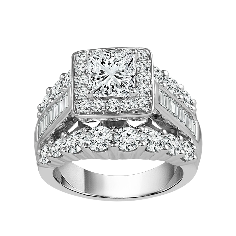 Square-cut diamond sparkles in elegant ring